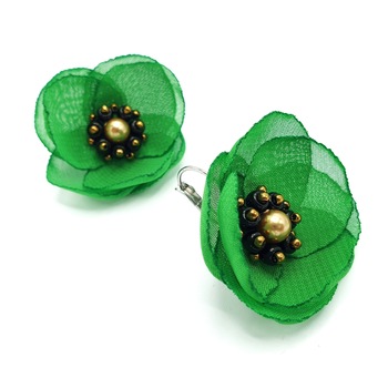 Cercei dama, Zia Fashion, Mayra, floare verde, eleganti, cu tortite inox Cercei dama, Zia Fashion, Mayra, floare verde, eleganti, cu tortite inox