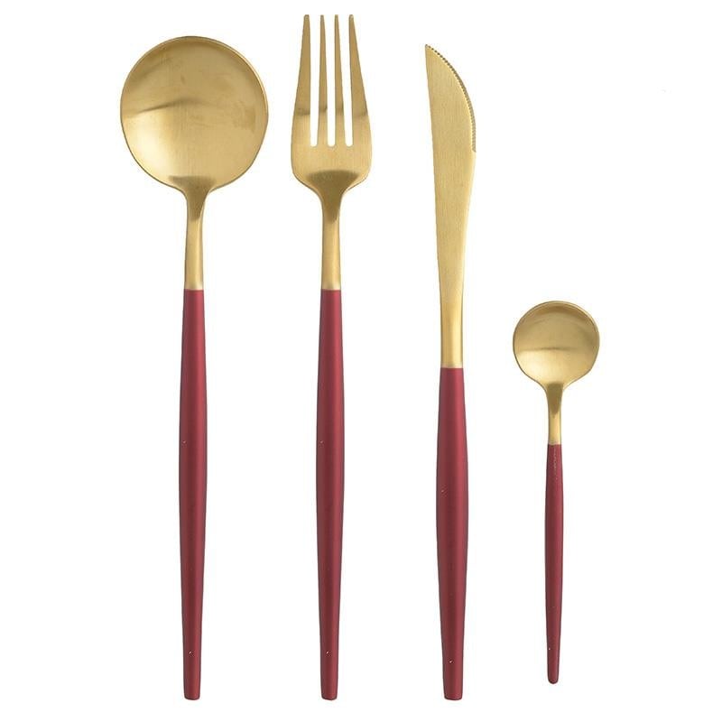 Set tacamuri 24 piese Elegance Gold Red, inox