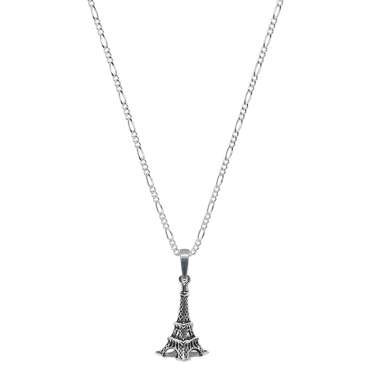Személyre szabott ezüst lánc Eiffel-torony medál 9593FIG31360 Dras 4658, Ezüstszín