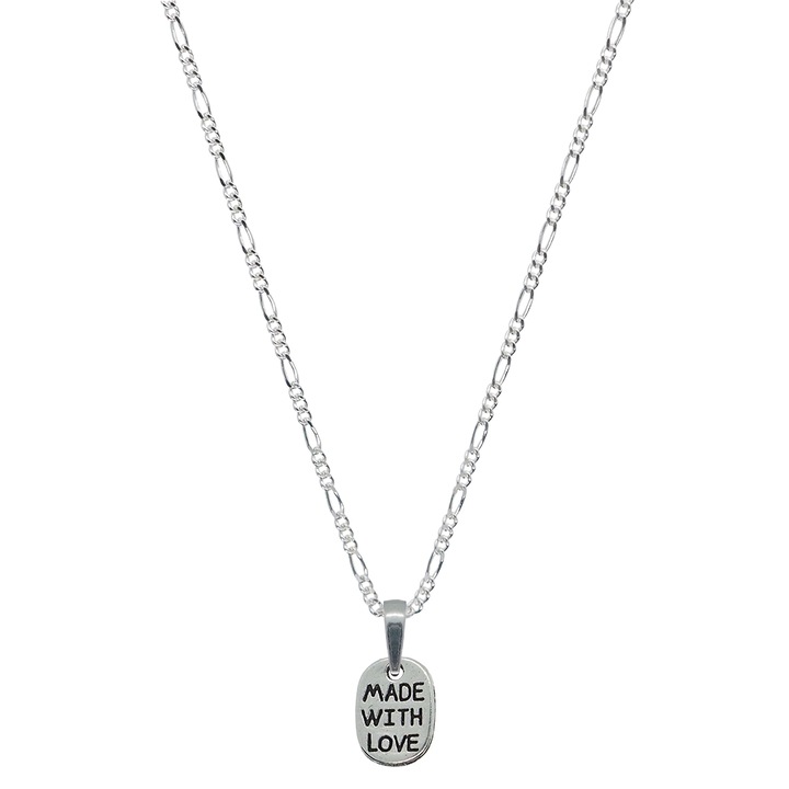 Lantisor argint personalizat pandantiv Placuta made with love 9598FIG31360 Dras 4697, Argintiu