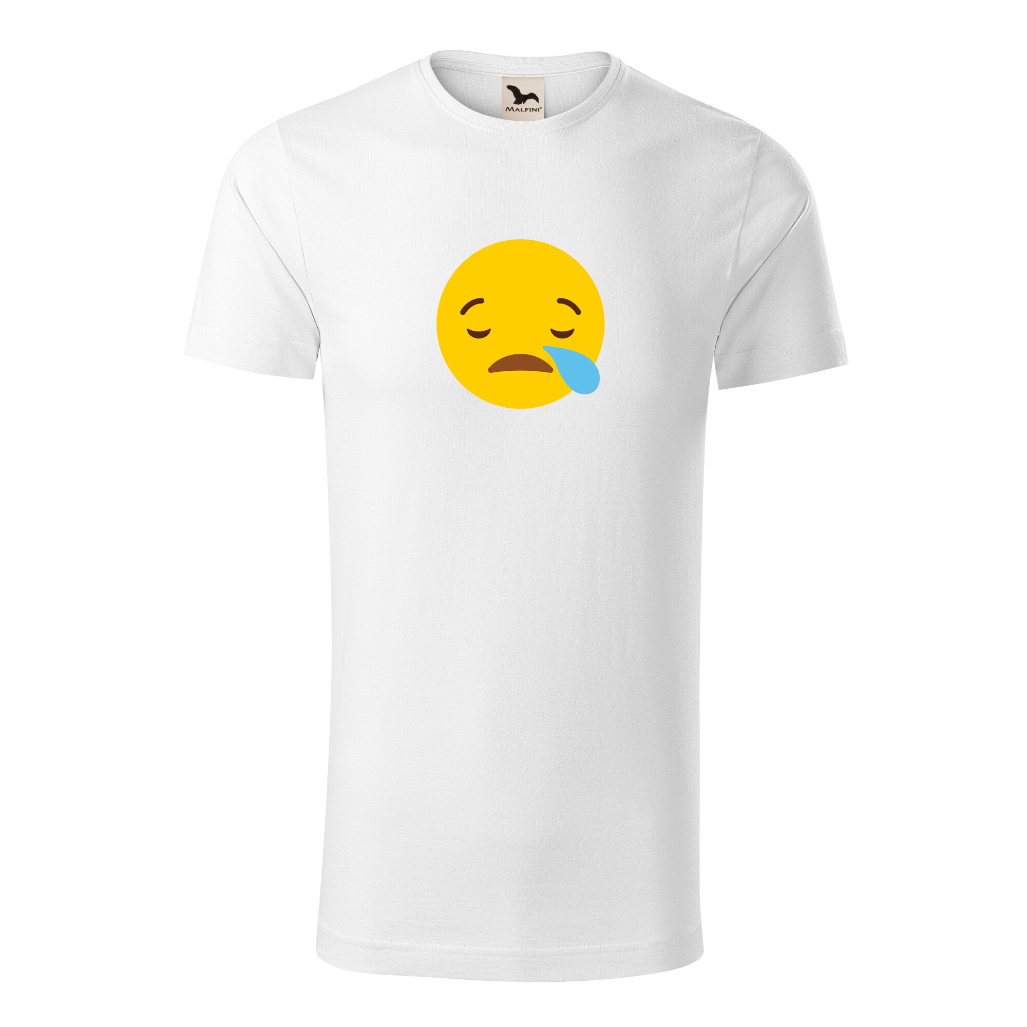 Tricou barbati clasic, Malfini, Emoji Smile Sleeping with a Tear, Alb, 2XL