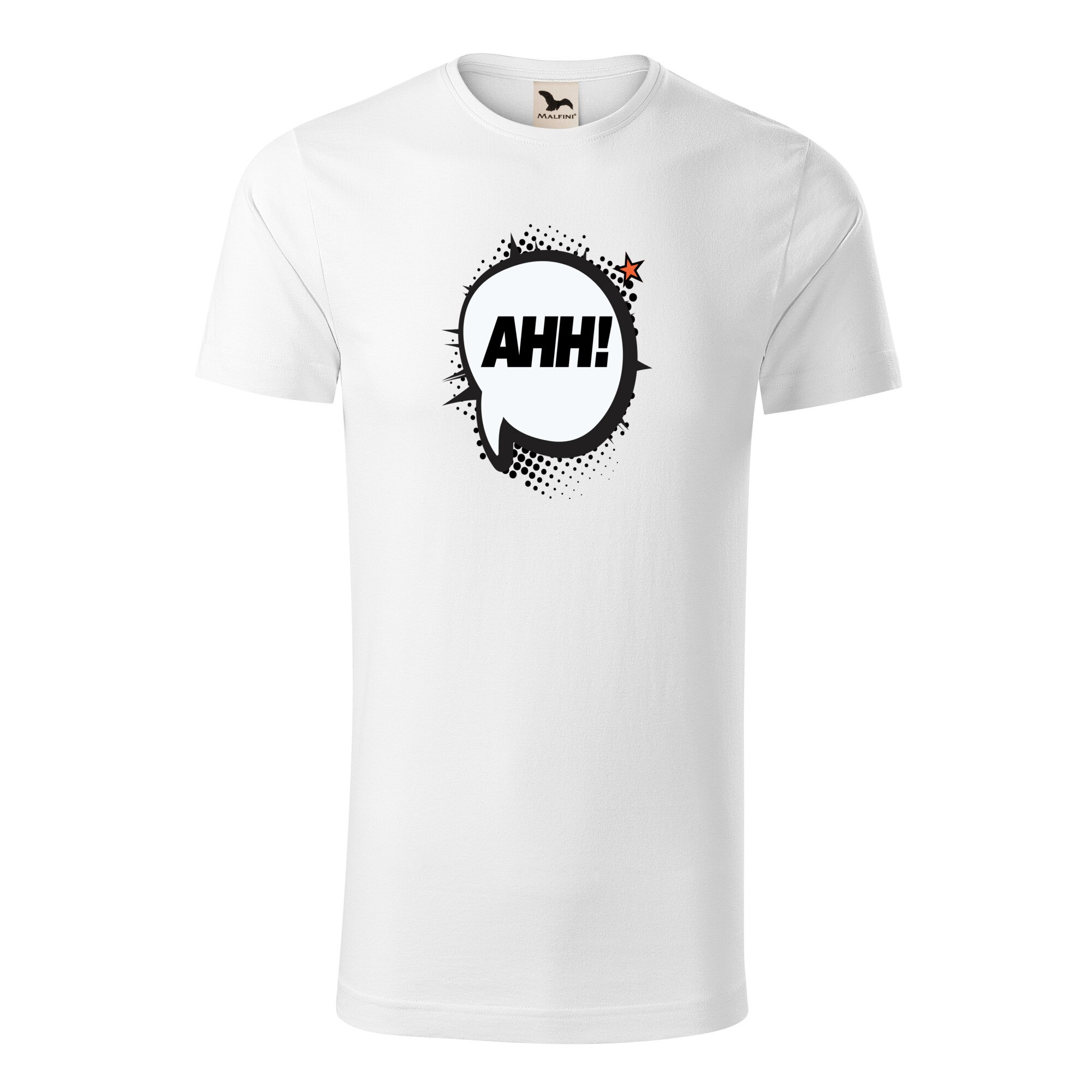 Tricou barbati clasic, Malfini, Comic Ahh, Alb, 2XL