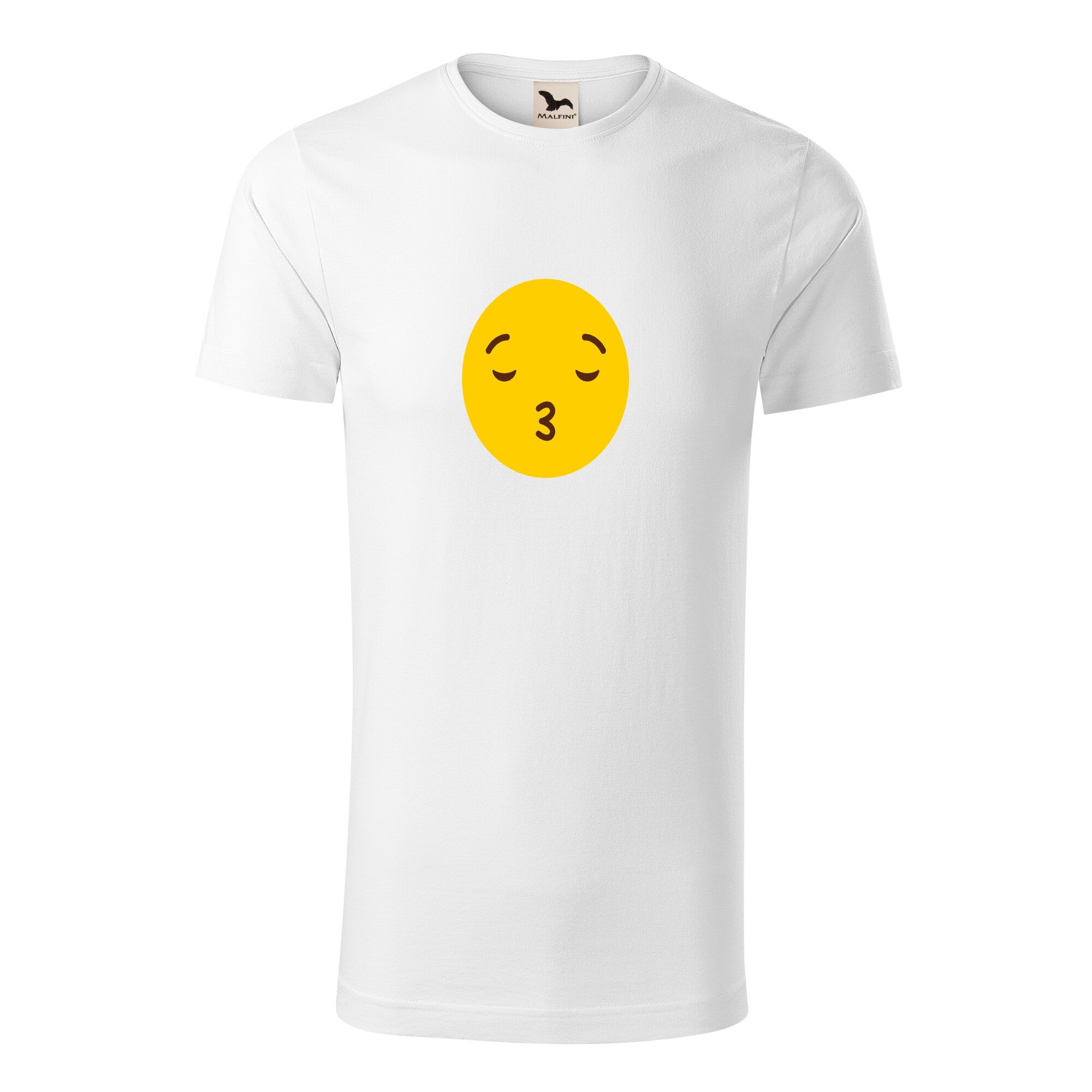 Tricou barbati clasic, Malfini, Emoji Waiting for a kiss Face, Alb, 2XL