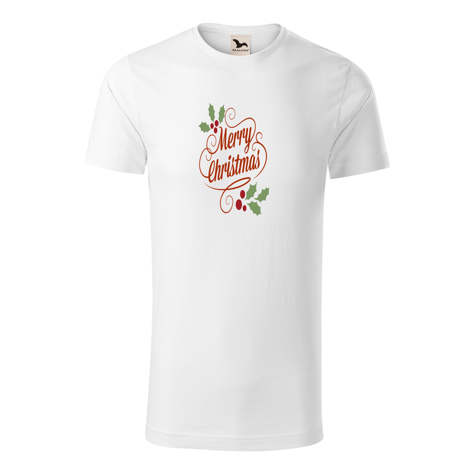 Tricou barbati clasic, Malfini, Happy Christmas, Alb, 2XL