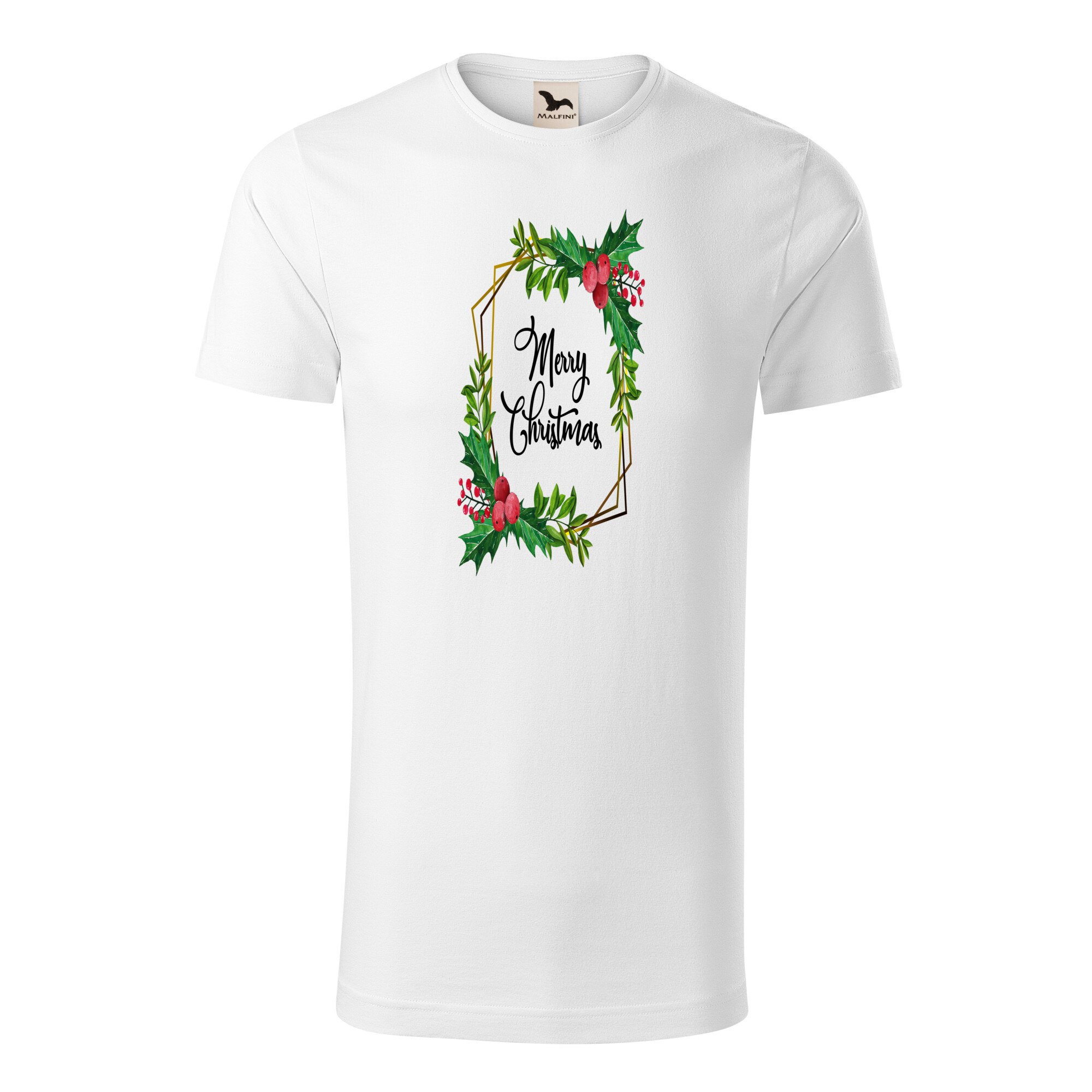 Tricou barbati clasic, Malfini, Merry Christmas, Alb, 2XL