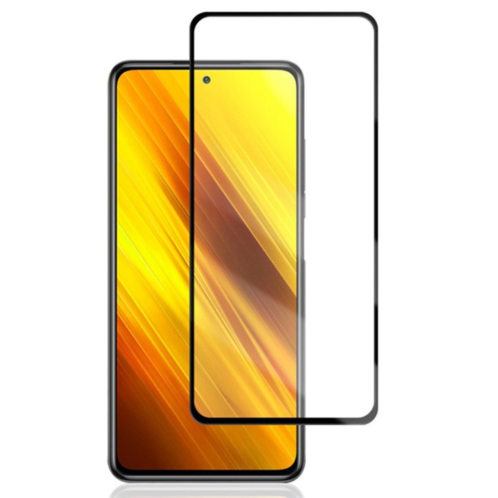 Стъклен протектор 5D Full за Xiaomi Poco X3 FNC, Черен