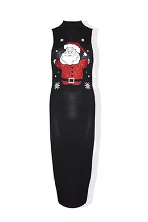 Rochie de Crăciun pentru femei JUP, Moș Crăciun, Negru mat