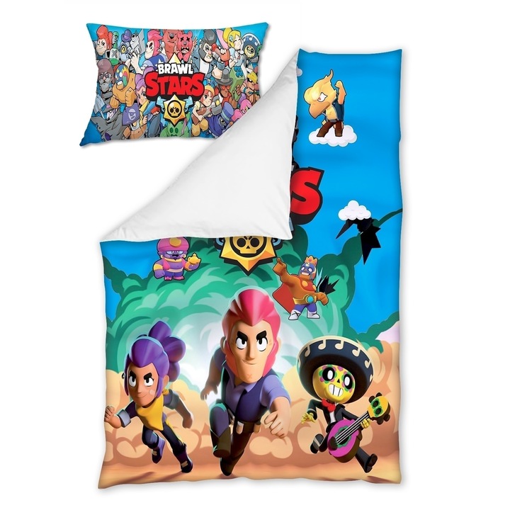 Единичен Спален комплект 3 Digital Limited Броу Старс, Brawl Stars 150 х 210 см, единична калъфка, без долен чаршаф