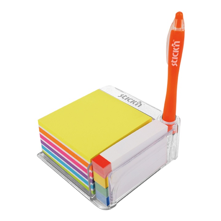 Set note adezive cu pix si suport, Stick'In, Multicolor