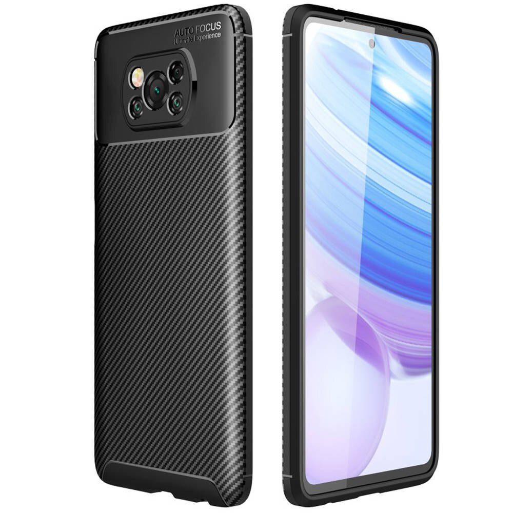 Husa Xiaomi Poco X3 NFC TPU Armored Carbon Fiber black