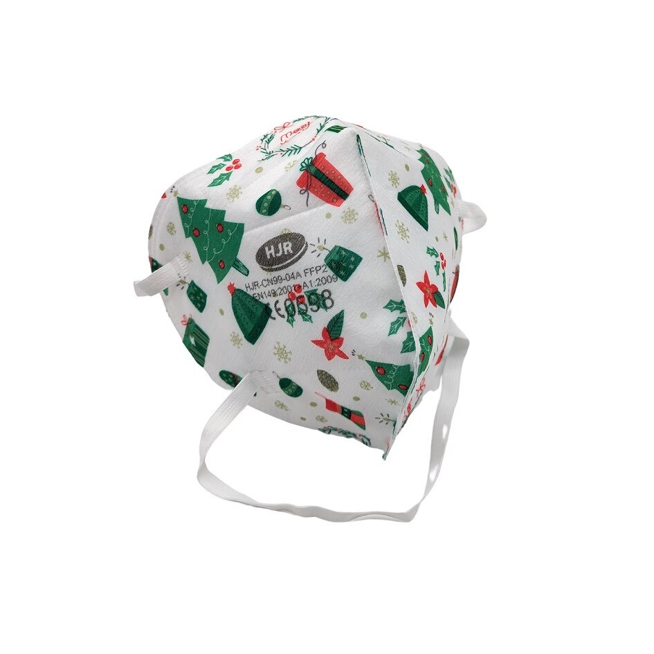 Set 20 Masti protectie KN95 FFP2, Editie de Craciun, tema verde, certificate CE