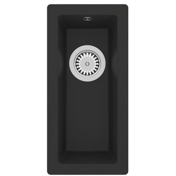 Chiuveta de bucatarie cu orificiu de preaplin, vidaXL, Granit, 220 x 460 x 144 mm, Negru Chiuveta de bucatarie cu orificiu de preaplin, vidaXL, Granit, 220 x 460 x 144 mm, Negru