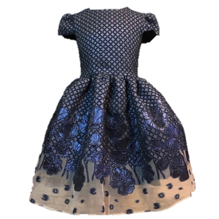 Rochita eleganta Doris pentru fetite, pentru ocazii speciale, Organza, Bleumarin