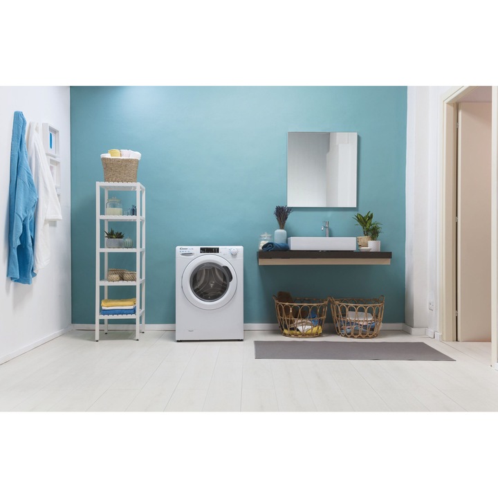 Masina de spalat rufe Slim Candy Smart Pro CSO4 1275TE/1-S, 7 kg, 1200 rpm, Clasa D, Wi-Fi, Bluetooth, Active Motion System, Steam, Alb