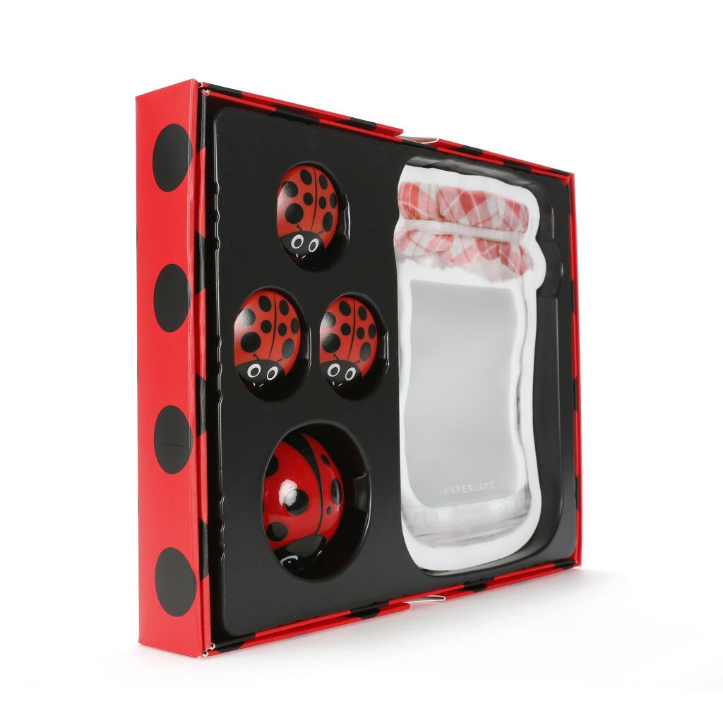 Set cadou, 3 clipsuri pungi, 3 pungi ziplock, 1 timer Buburuza, Kikkerland, multicolor