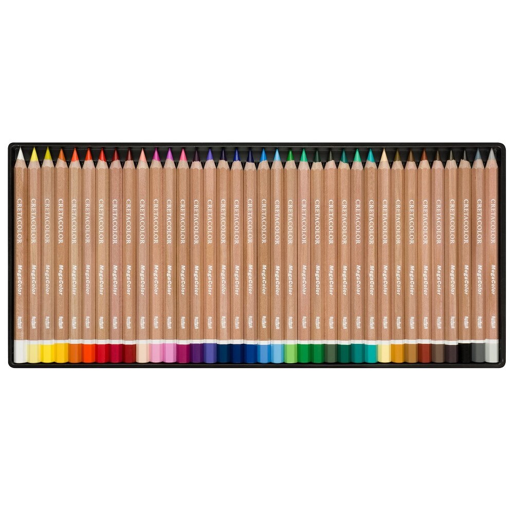 Комплект цветни моливи Mega Color, 36 цвята, метална кутия eMAG.bg