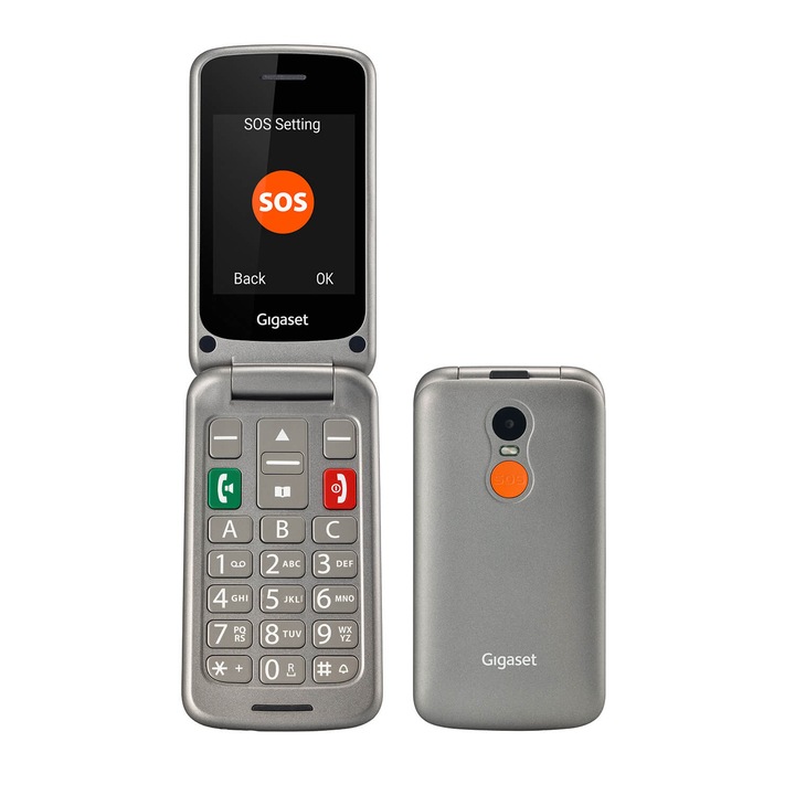 Telefon mobil, Gigaset, GL590 independent de card, SIM dual, Argintiu titan