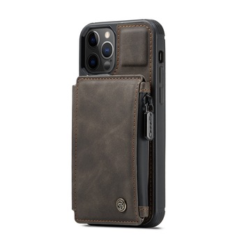 Husa iPhone 12 Pro / iPhone 12, CaseMe, piele cu textura catifelata, back cover, slot carduri, buzunar cu fermoar, protectie RFID, Maro coffee Husa iPhone 12 Pro / iPhone 12, CaseMe, piele cu textura catifelata, back cover, slot carduri, buzunar cu fermoar, protectie RFID, Maro coffee