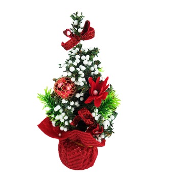 Bradut artificial, impodobit, cu suport in forma de ghiveci, 20 cm, rosu Bradut artificial, impodobit, cu suport in forma de ghiveci, 20 cm, rosu