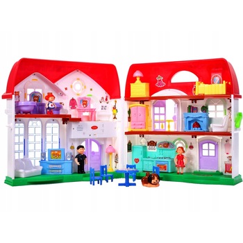 Casuta de papusi pliabila cu sonerie idealSTORE Sweet Family, Doua etaje, Accesorizata cu diferite piese de mobilier, figurine lumini si sunete Casuta de papusi pliabila cu sonerie idealSTORE Sweet Family, Doua etaje, Accesorizata cu diferite piese de mobilier, figurine lumini si sunete