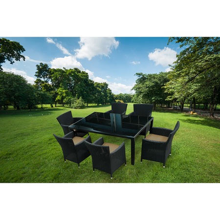 Set mobilier gradina Kring Thomas, masa, 6 scaune, negru