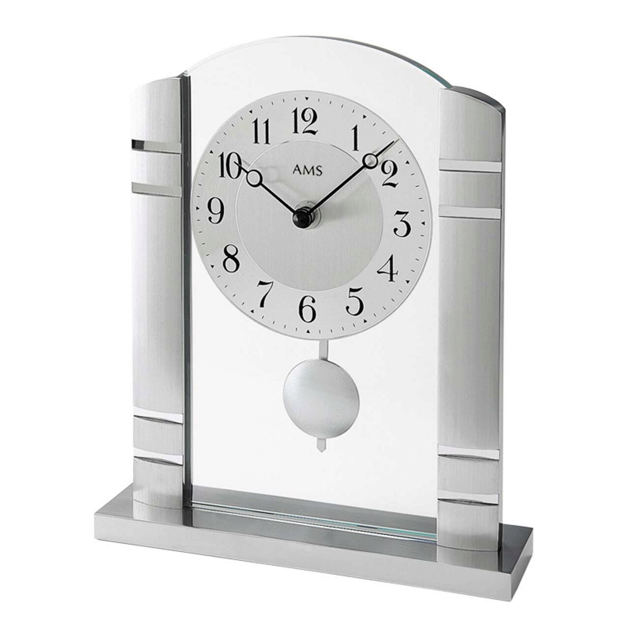 Ceas de masa AMS 1118, Quartz, Argintiu, Analogic, Vintage