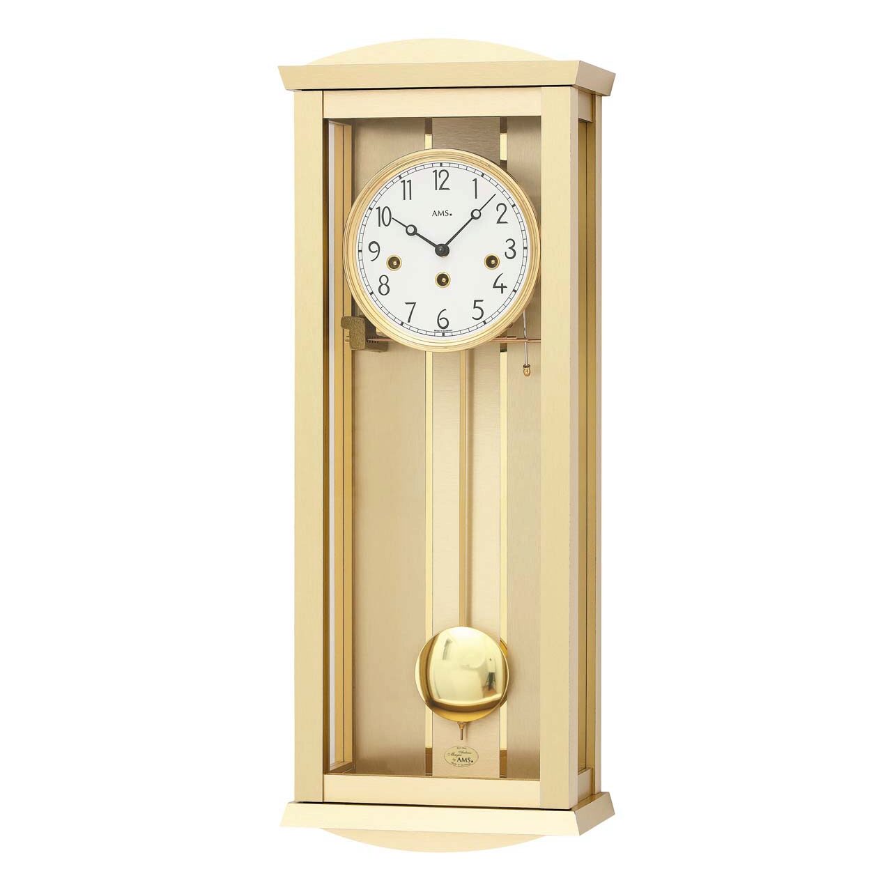 Ceas de perete AMS 2753, Mecanic, Auriu, Analogic, Modern