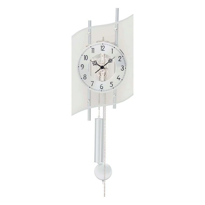 Ceas de perete AMS 306, Quartz, Argintiu, Analogic, Clasic