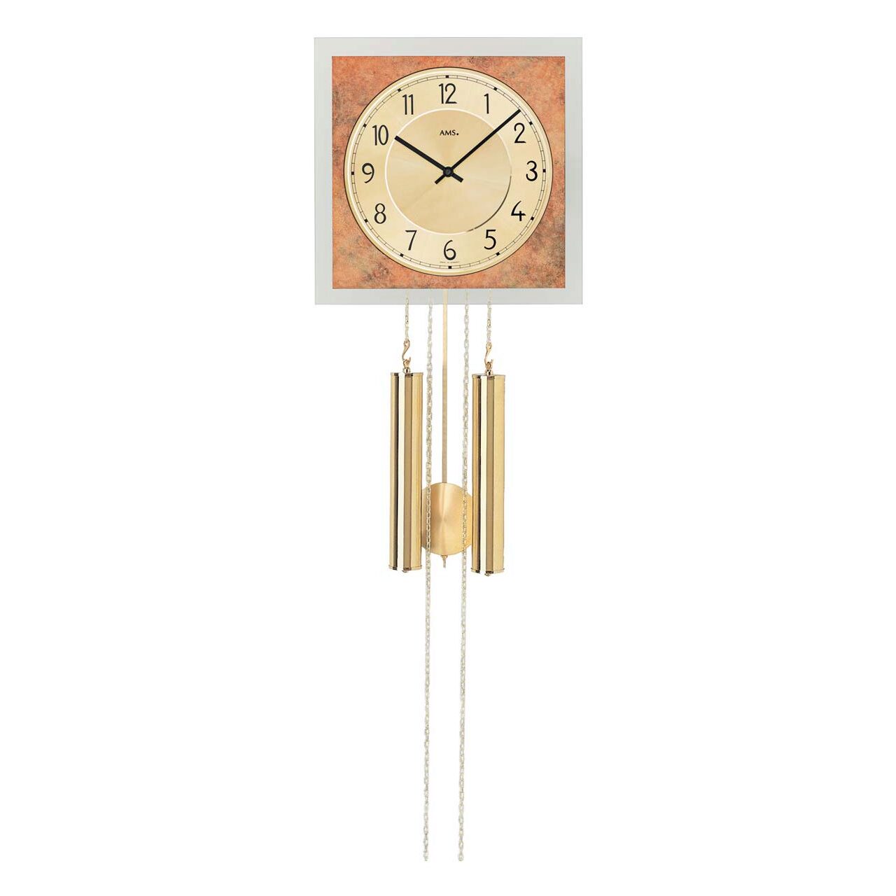 Ceas de perete AMS 343, Quartz, Auriu, Analogic, Clasic