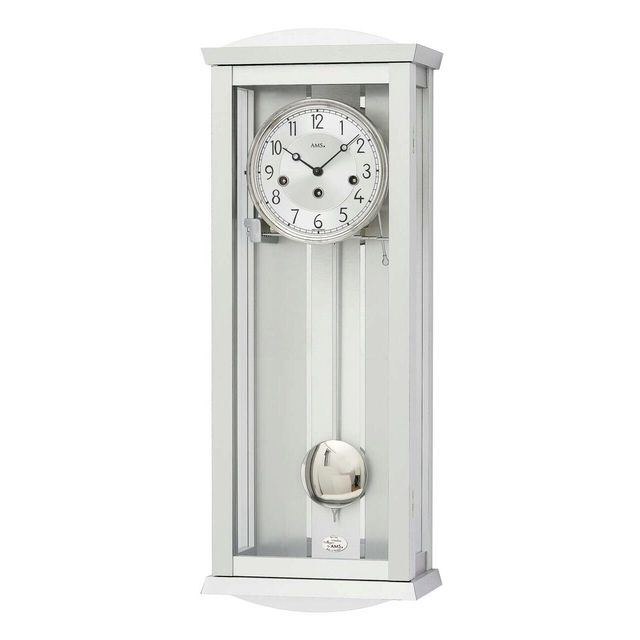 Ceas de perete AMS 2749, Mecanic, Argintiu, Analogic, Modern