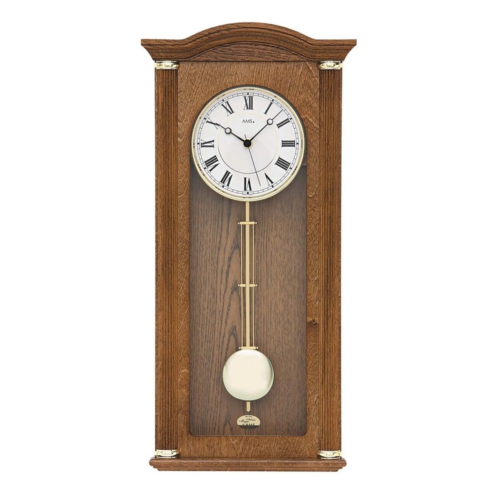 Ceas de perete AMS 5014/4, Quartz, Alb, Analogic, Rustic