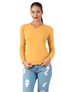 Bluza decolteu in v casual, Galben Bluza decolteu in v casual, Galben