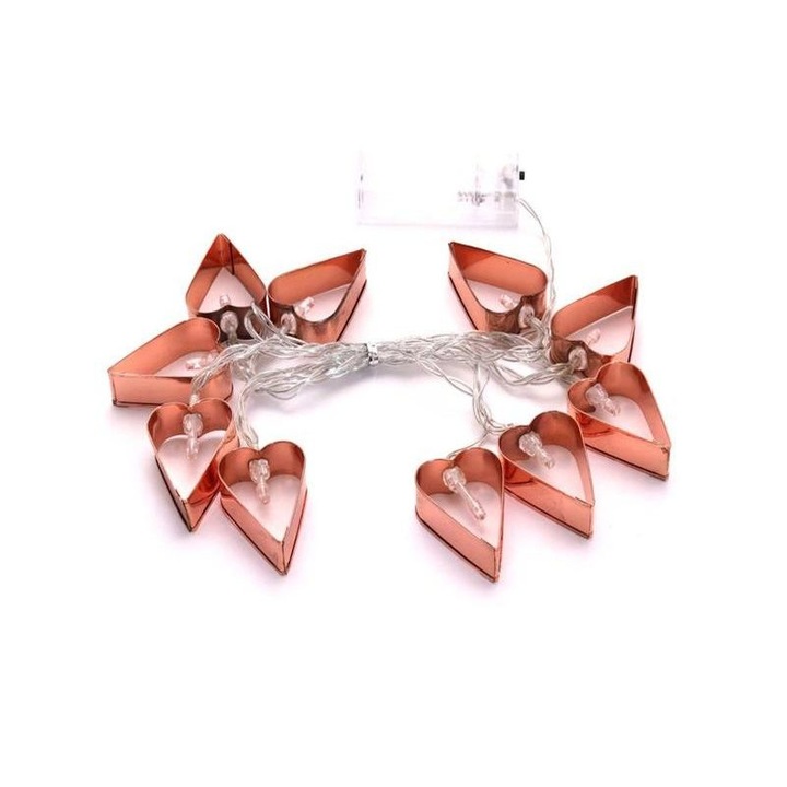 IRIS 4616179 Szív alakú fém/2m/meleg fehér/10db LED-es/3xAA elemes fénydekoráció