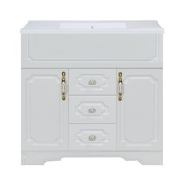 Set baza mobilier baie Malaga 90 cm, cu lavoar ceramic, Alb