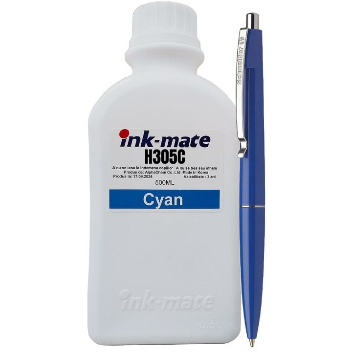 Set Flacone Cerneala Ink-Mate Compatibil HP305, 1x500ml 3YM60AE Cyan, Pix Schneider