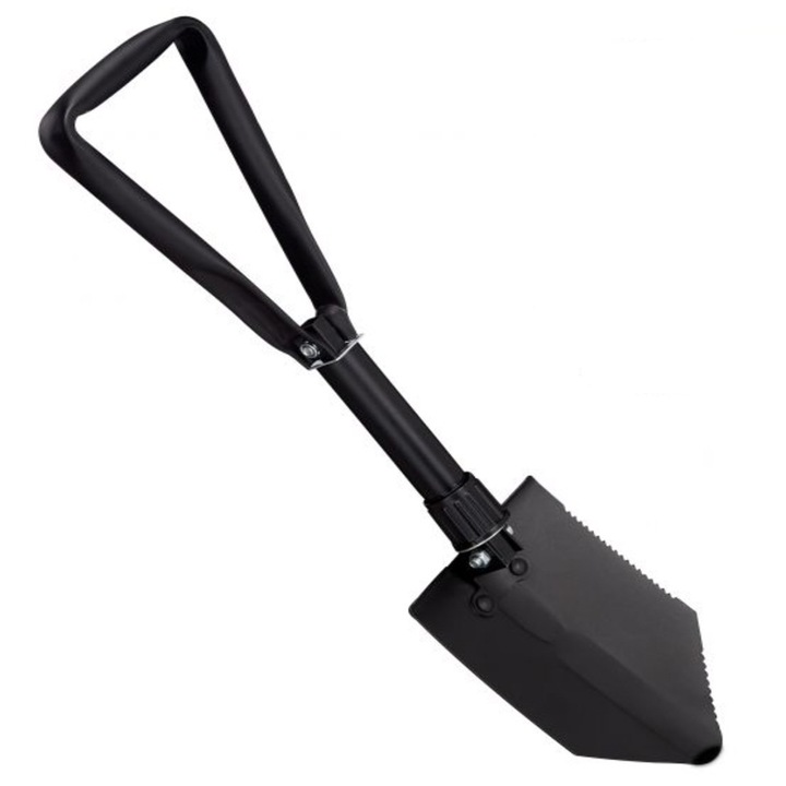 Lopata metalica pliabila, Relaxdays pentru zapada, camping sau gradinarit, 60 x 14.5 cm, negru