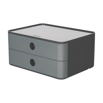 Cutie modulara Allison, HAN, Suport documente, Cu 2 sertare, 260 x 195 x 125 mm, Gri inchis Cutie modulara Allison, HAN, Suport documente, Cu 2 sertare, 260 x 195 x 125 mm, Gri inchis