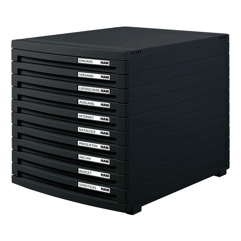 Cutie documente, HAN, 10 sertare, Negru