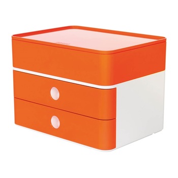 Cutie modulara Allison, HAN, Suport documente, Cu 2 sertare si organizator, 260 x 195 x 190 mm, Portocaliu inchis/Alb Cutie modulara Allison, HAN, Suport documente, Cu 2 sertare si organizator, 260 x 195 x 190 mm, Portocaliu inchis/Alb