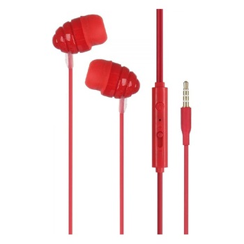 Casti cu fir JOYROOM CONCH STEREO, microfon, buton de inregistrare, control volum, jack 3.5mm, rosu