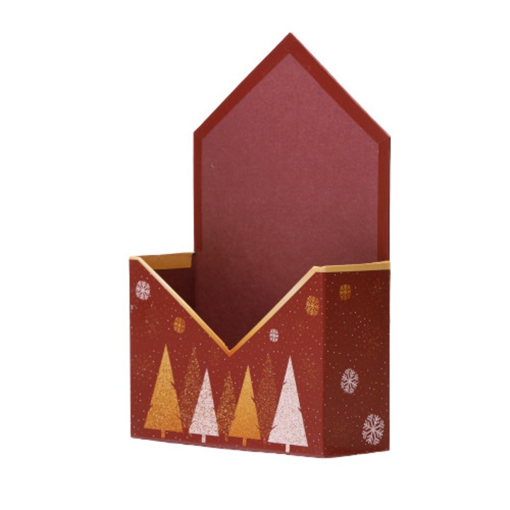 Коледна кутия за плик, Createur, модел елха, 7 x 20 x 30 см