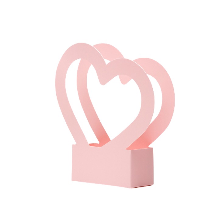 Комплект от 10 подаръчни кутии с дръжка сърце, Createur, розови, 7 x 30 x 31 cm