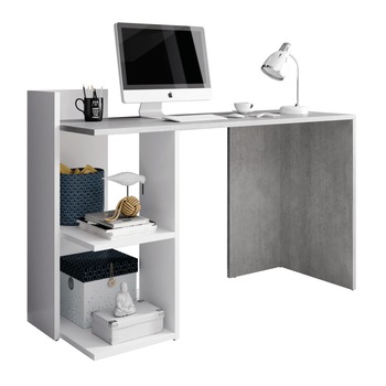 Birou Office Sani Andreo, 120x87,5x51,6 cm, Beton/alb mat Birou Office Sani Andreo, 120x87,5x51,6 cm, Beton/alb mat