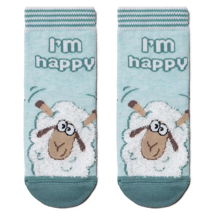 Sosete copii din bumbac cu model haios, Conte Kids Tip-Top, Albastru deschis