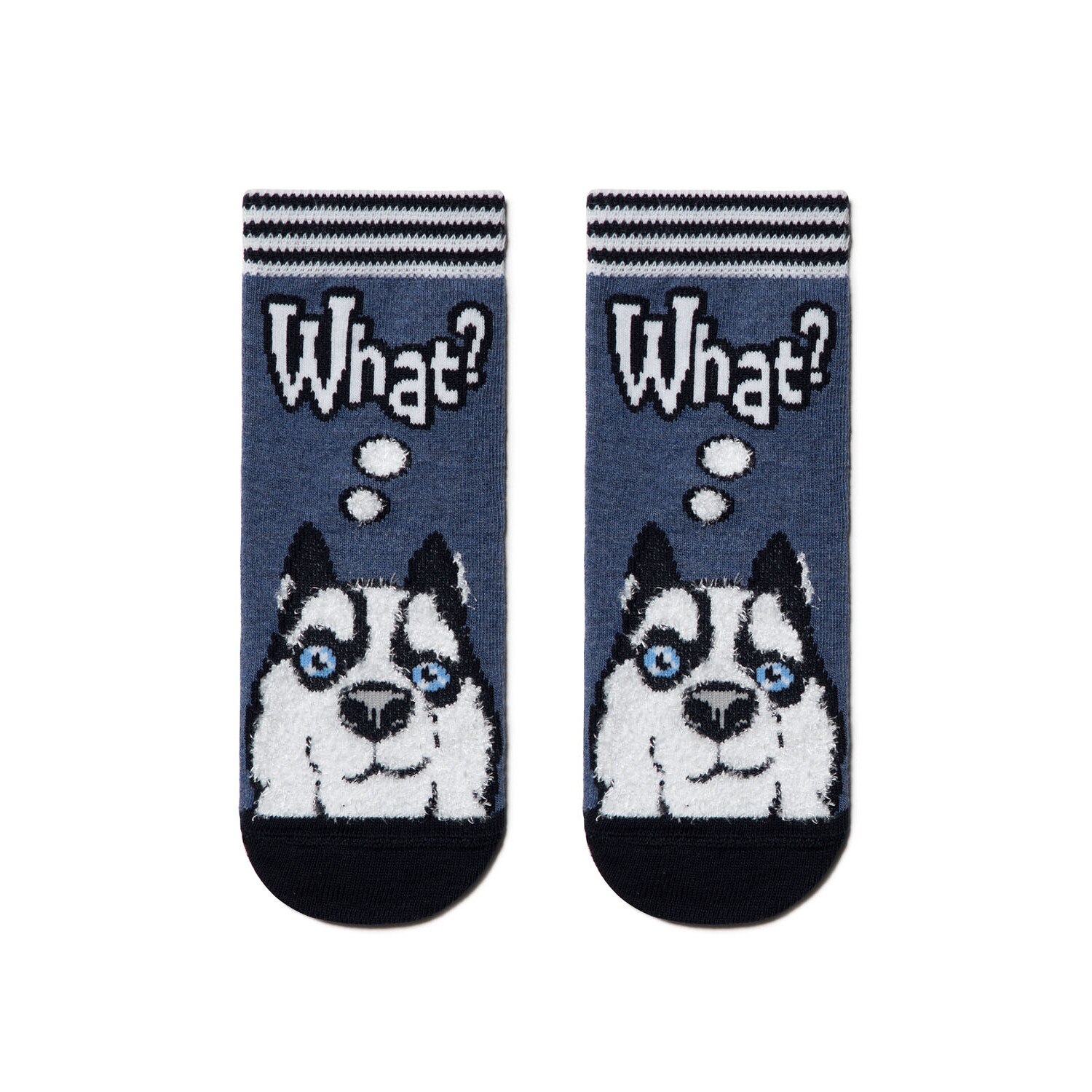 Sosete copii haioase din bumbac cu model catelus Husky pufos, Conte Kids 425