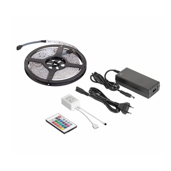 Kit banda RGB Rebel, 28 W, 300 x LED, 5 m, 3600 lm, controller si alimentator inclus Kit banda RGB Rebel, 28 W, 300 x LED, 5 m, 3600 lm, controller si alimentator inclus