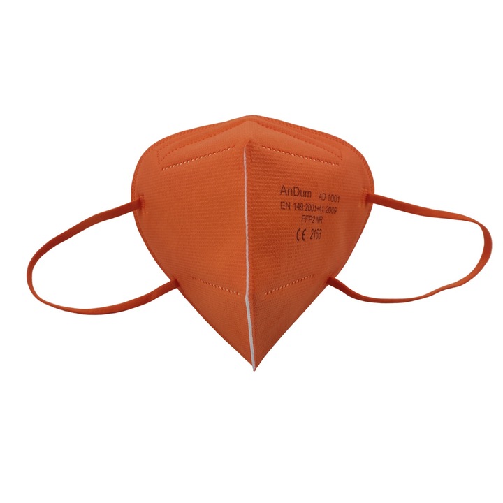 Set 5 Masti protectie KN95 FFP2, portocaliu, 5 straturi, certificate CE