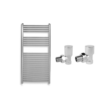 Set radiator Ferro de baie cromat 600 x 1200 mm, simplu, drept, impreuna cu robineti tur-retur calorifer crom Ferro 1/2 Set radiator Ferro de baie cromat 600 x 1200 mm, simplu, drept, impreuna cu robineti tur-retur calorifer crom Ferro 1/2