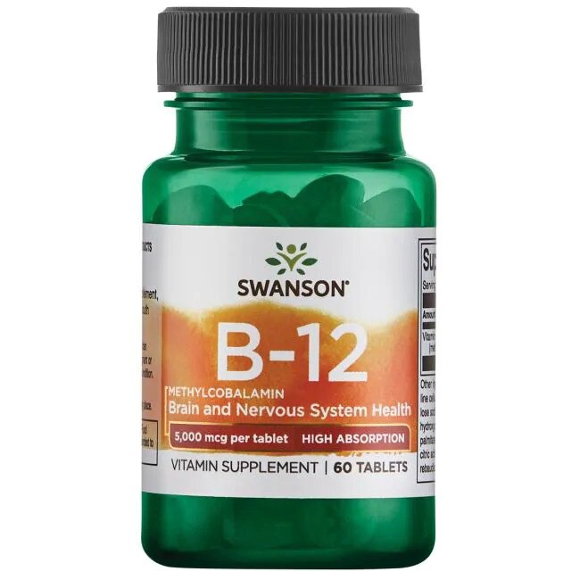 Supliment alimentar Swanson Vitamina B12 Metilcobalamina 5000mcg, 60 de comprimate