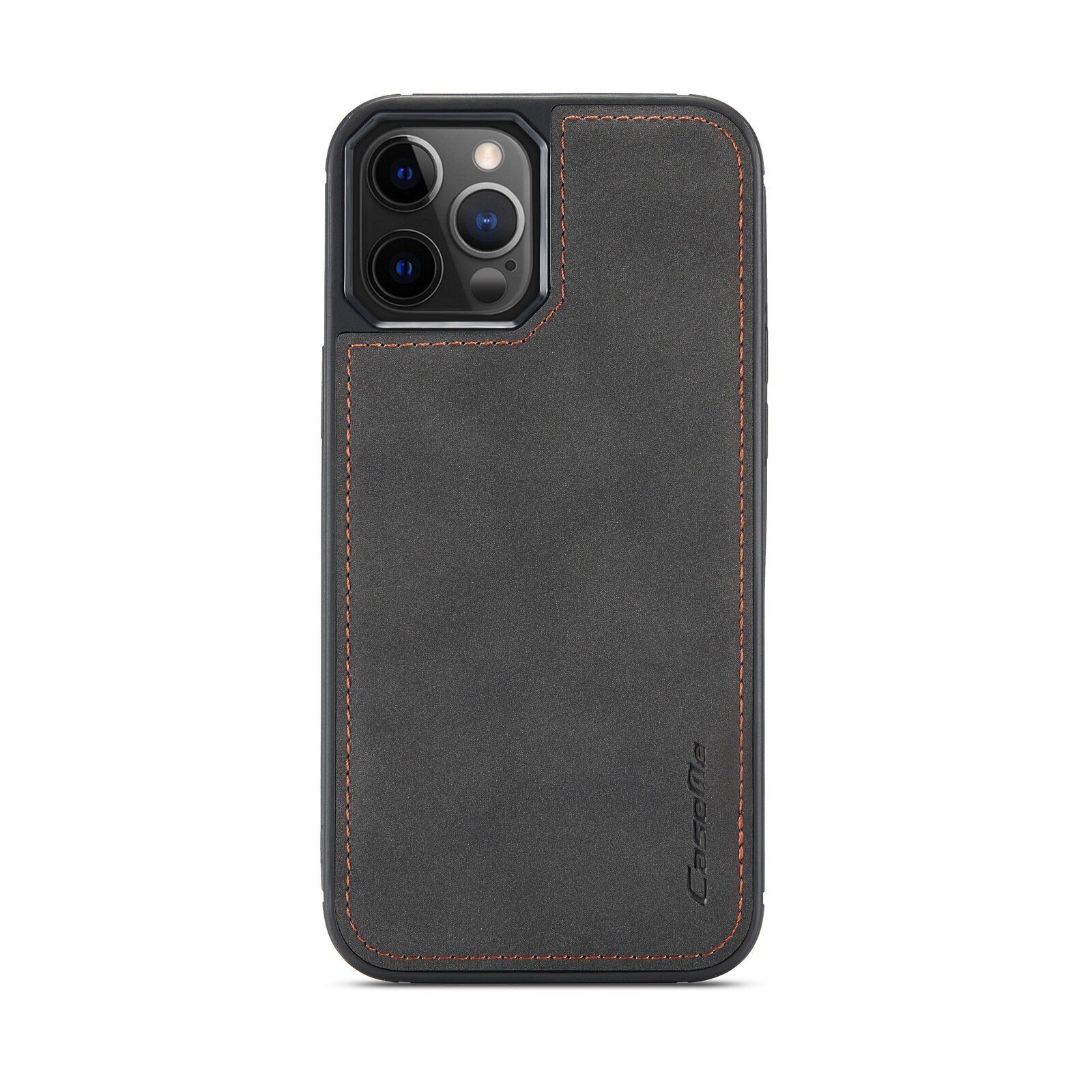 Husa iPhone 11 Pro Max, CaseMe, slim piele, tip back cover, textura catifelata, Negru